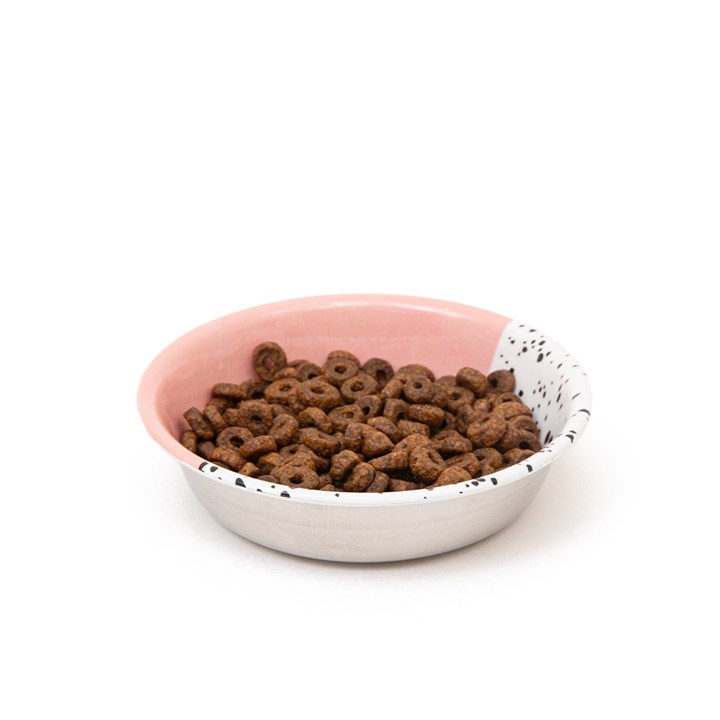 Pink Speckle Cat Food Dish