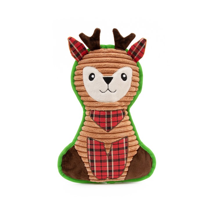 Christmas Reindeer with Tartan Belly Dog Toy