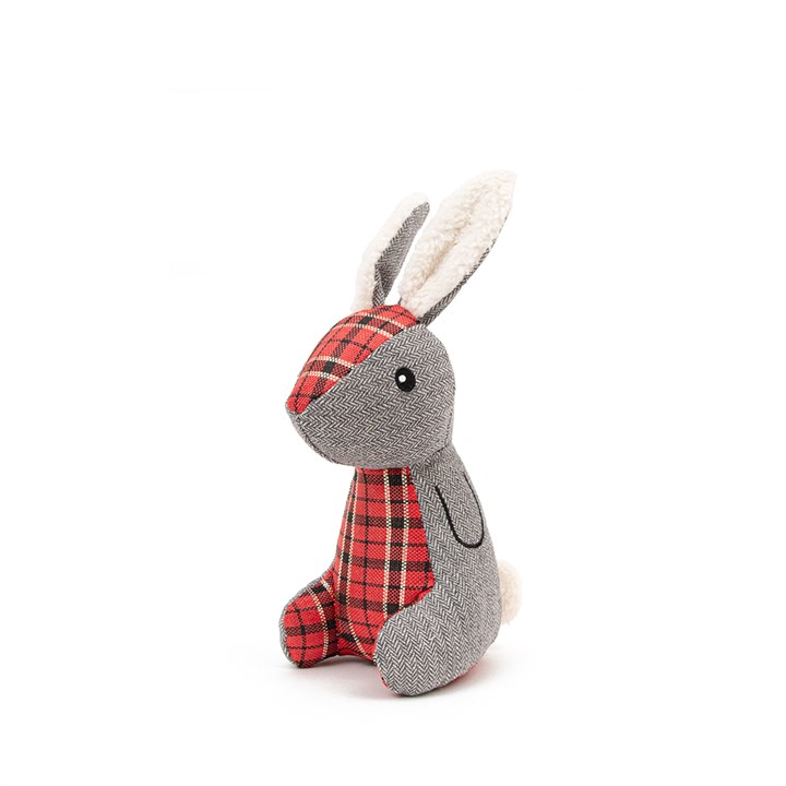 Christmas Hare with Tartan Belly Dog Toy