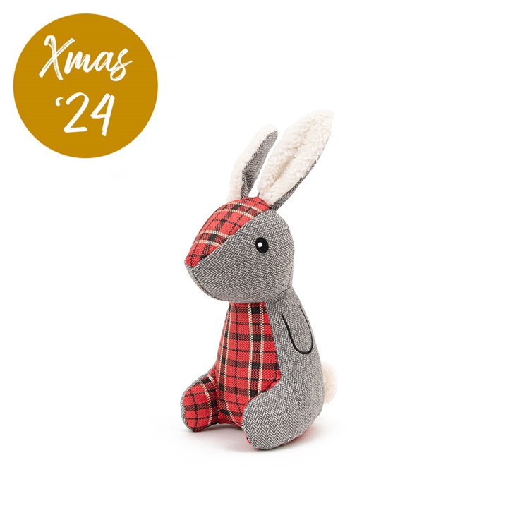 Christmas Hare with Tartan Belly Dog Toy