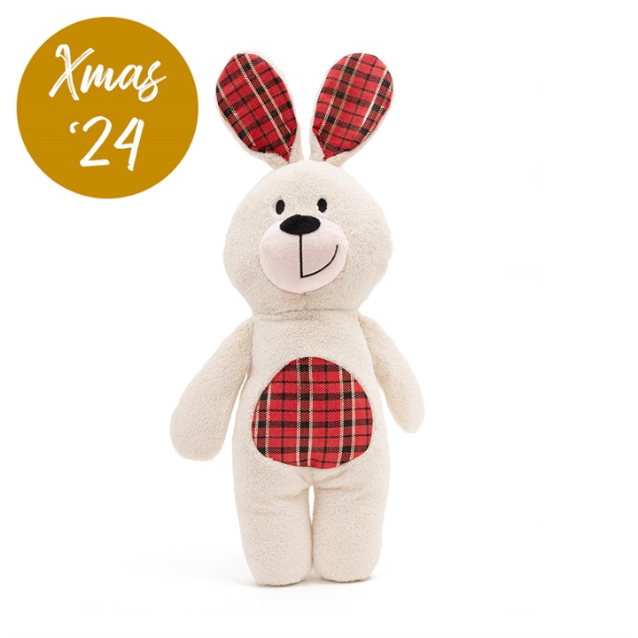 Christmas Rabbit with Tartan Ears Dog Toy