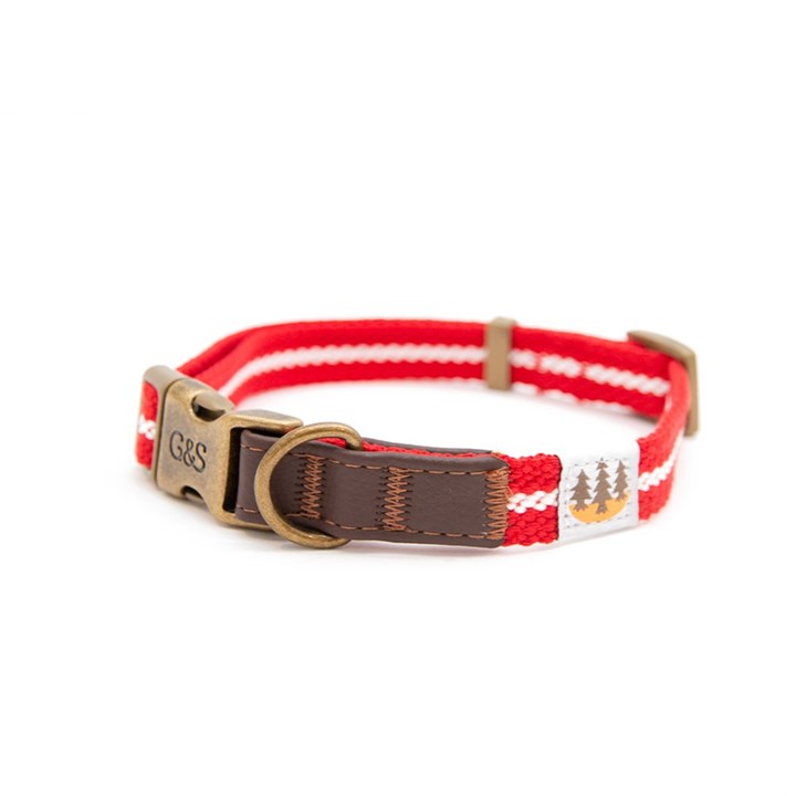 Country Woven Dog Collar Red/White