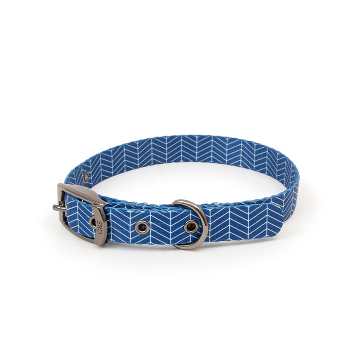 Great & Small Penrose Blue Geometric Dog Collar