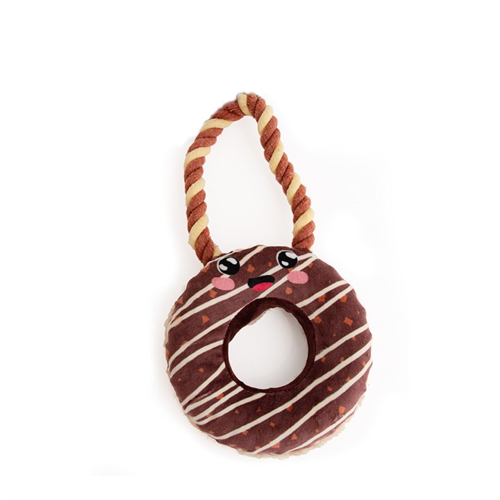 Doggy Diner Chocolate Donut & Rope Dog Toy