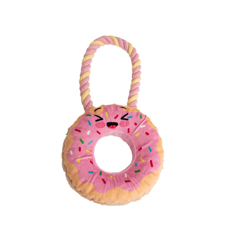 Doggy Diner Pink Donut & Rope Dog Toy