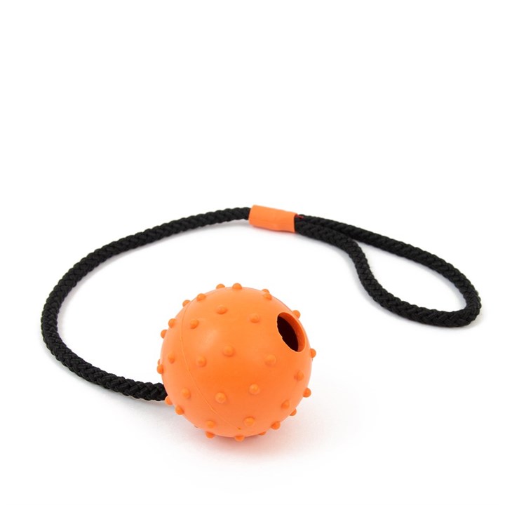 99% Natural Rubber Ball with Rope Dog Toy
