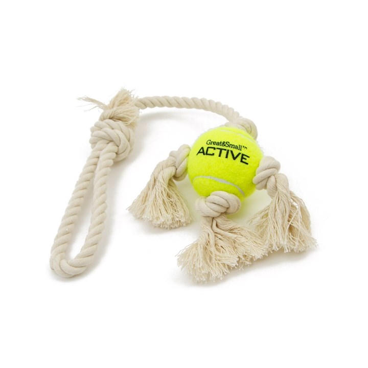 Tennis Ball on Rope Tug Dog Toy