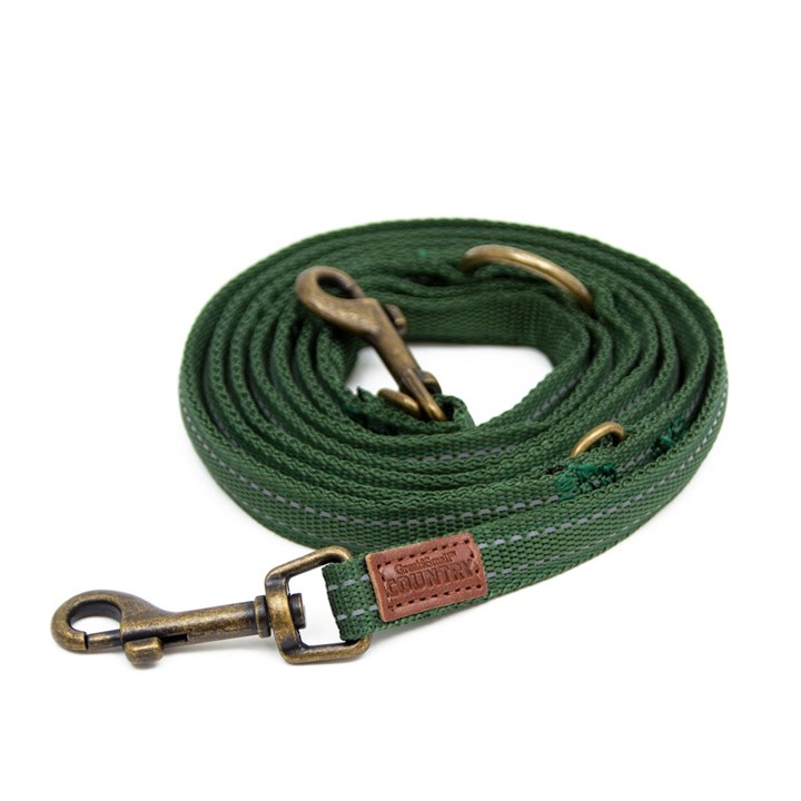 Country Adjustable Dog Lead Forest Green