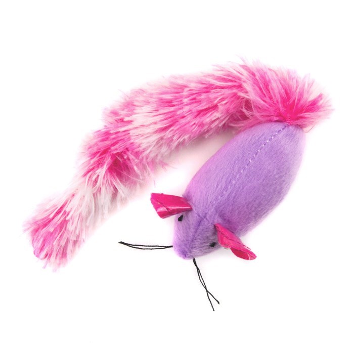 Fiesta Plush Mouse Purple with Pink Tail Cat Toy