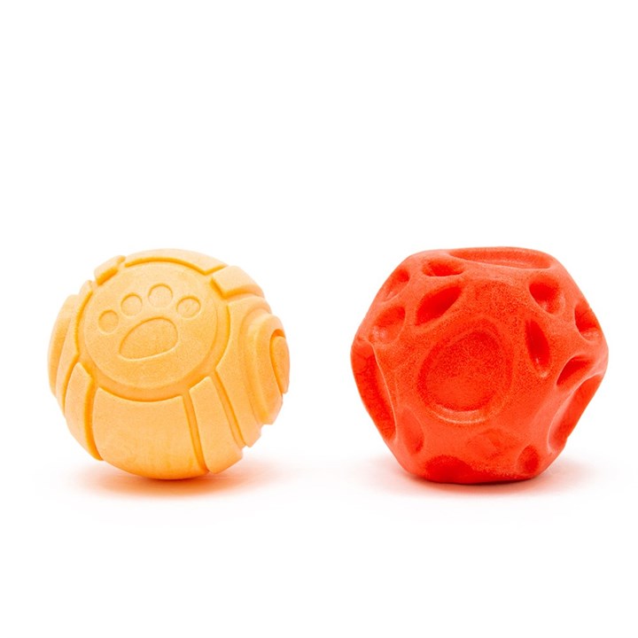Frubba Red Irregular Ball & Orange Paw Ball Dog Toy