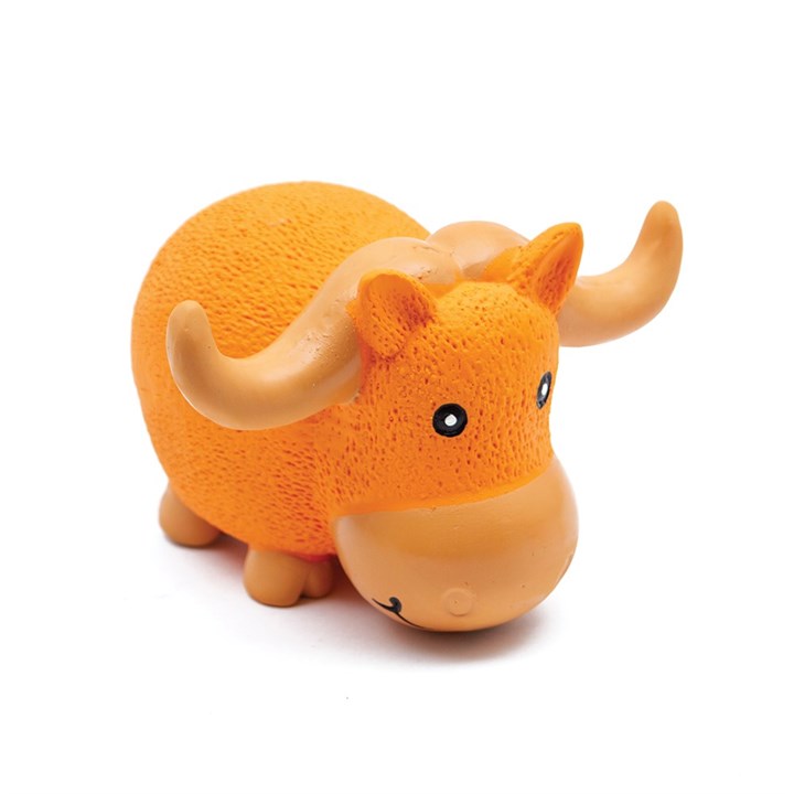 Latex Grunting Bull with Horns Dog Toy