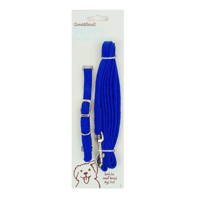 Little&Lively Puppy Collar & Lead Blue