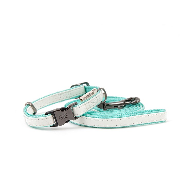 Little&Lively Puppy Collar & Lead Tiffany Blue