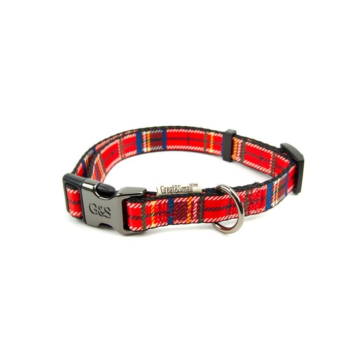 Penrose Tartan Dog Collar Red