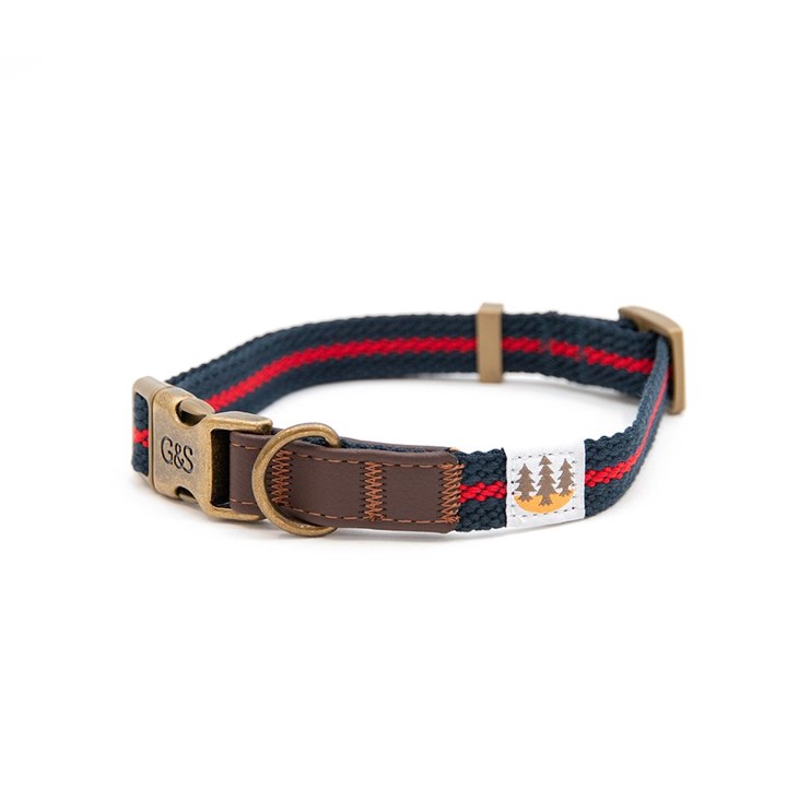 Country Woven Dog Collar Blue/Red