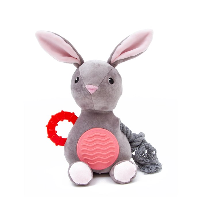 Little&Lively Plush Rabbit with Rope Dog Toy