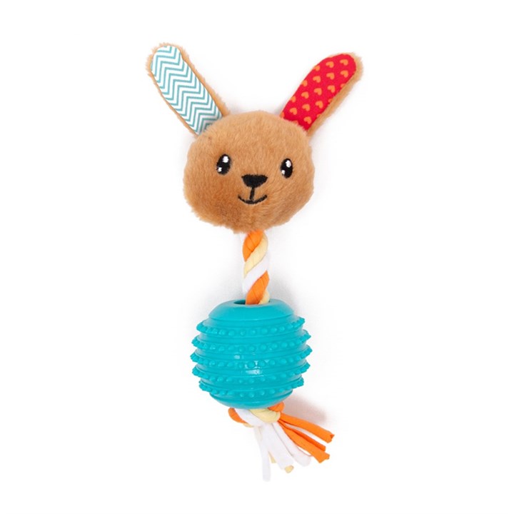 Little&Lively Soft Rabbit with Rope & Ball Dog Toy