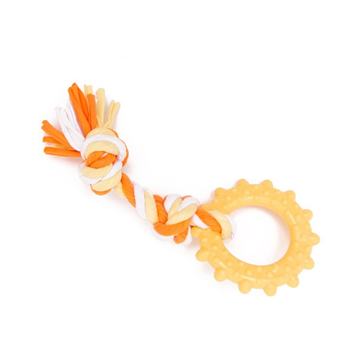 Little&Lively TPR Sun Ring & Jersey Rope Dog Toy