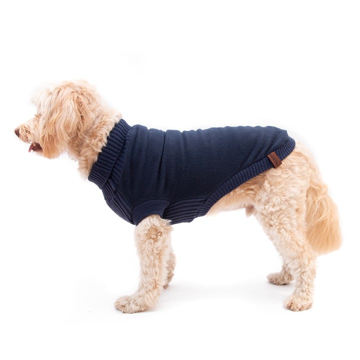 Country Fleece Jumper Navy Dog Coat