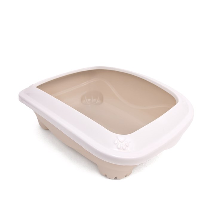 Cat Litter Tray with Rim Stone Beige