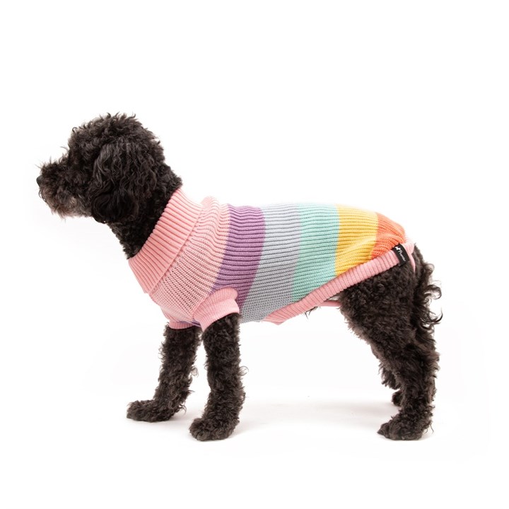 Penrose Knitted Sweater Pastel Rainbow Dog Coat