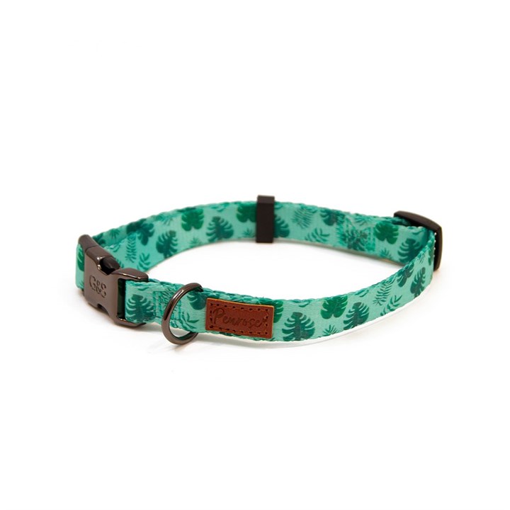 Penrose Palm Leaf Green Dog Collar